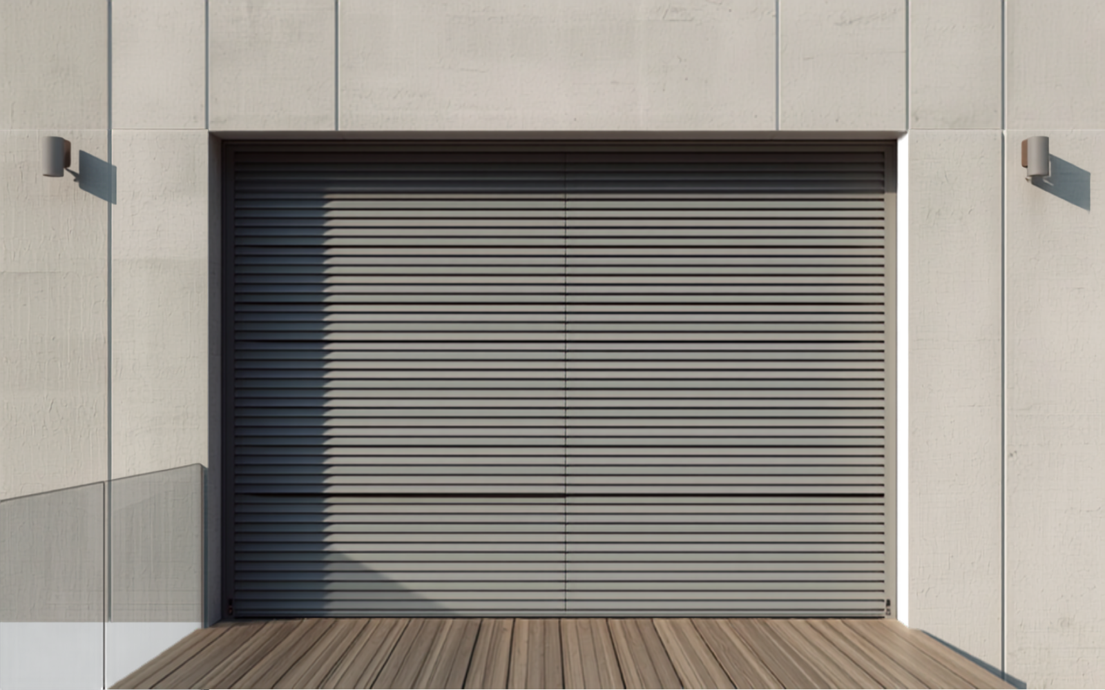 Powder-coated aluminium shutters fitted to an external opening